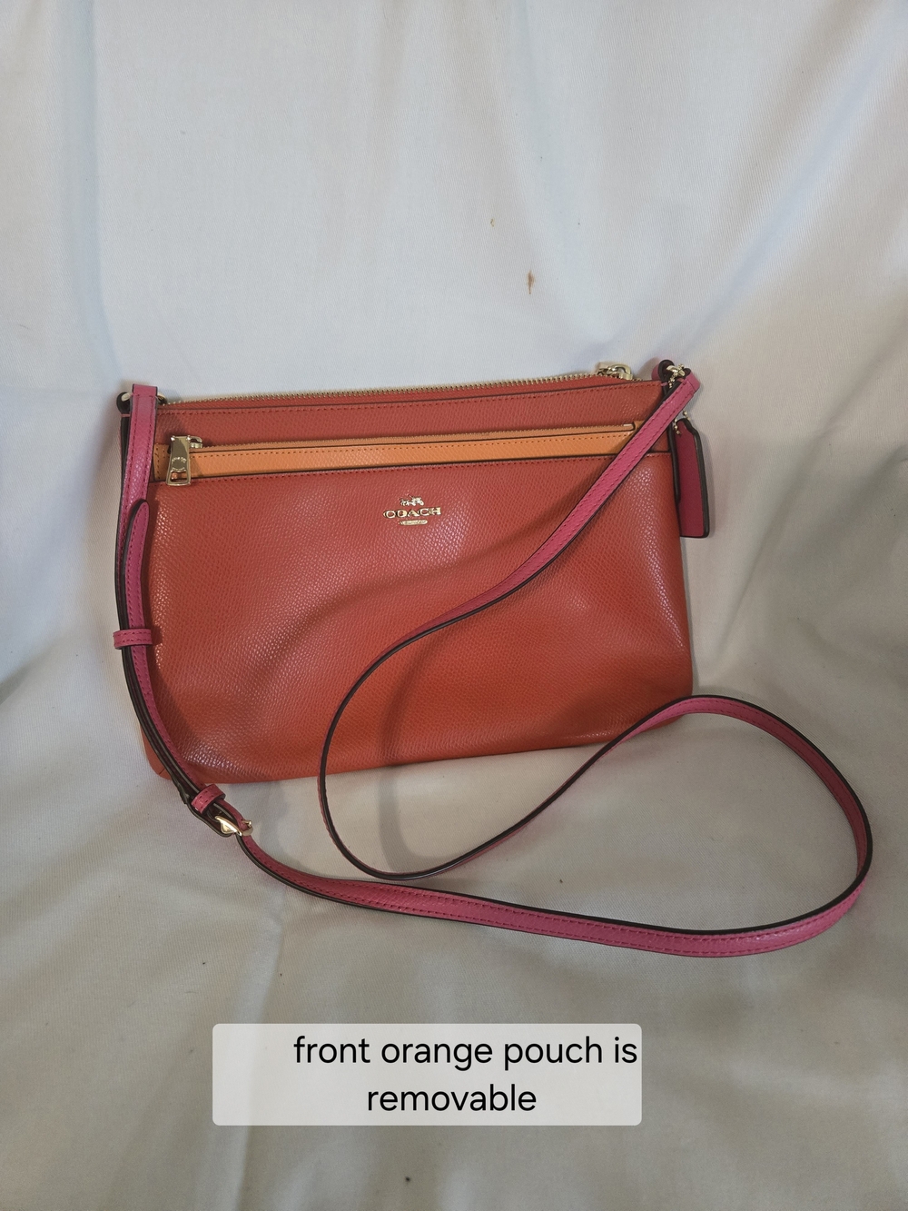 Coach Pink-Trim Orange Crossbody Bag
